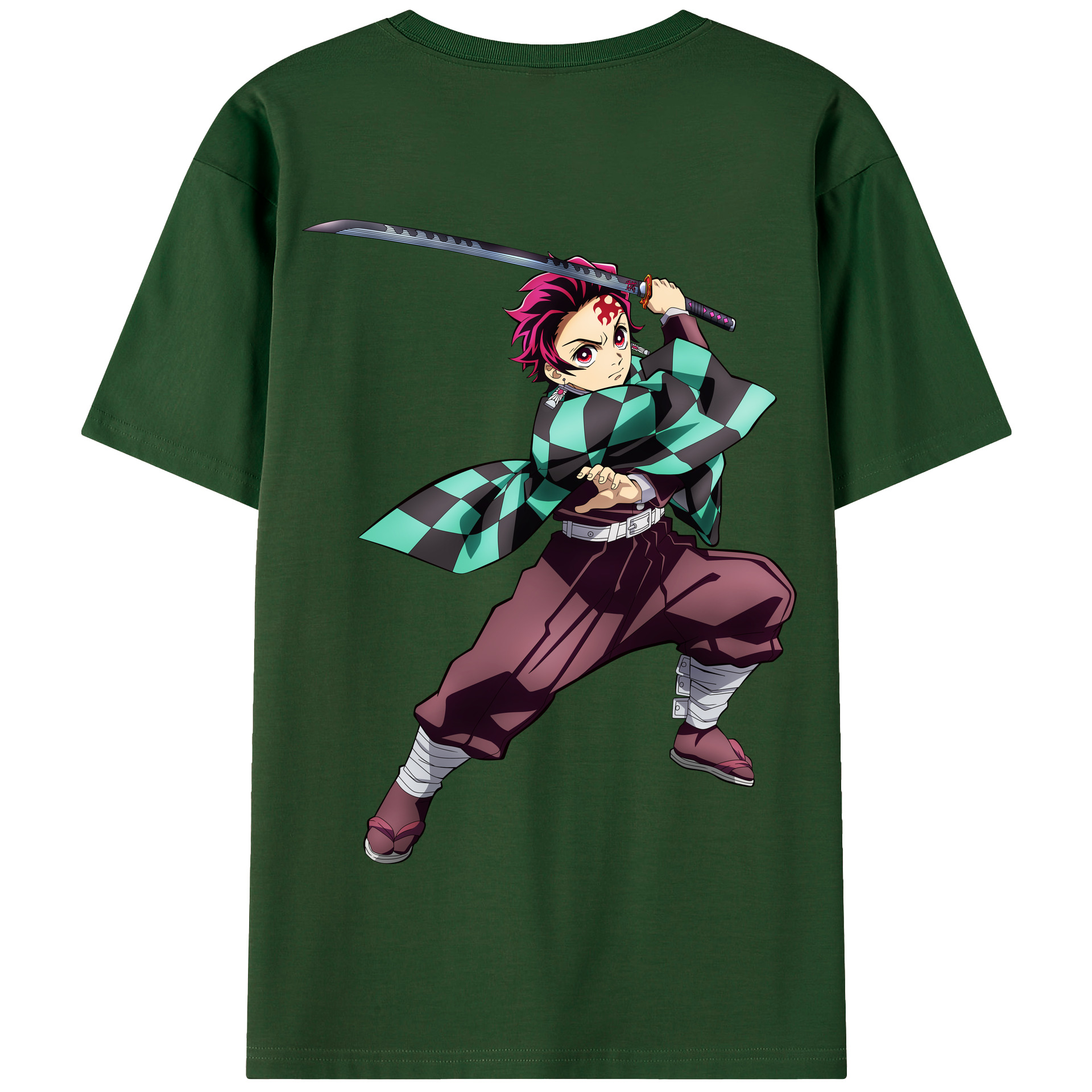 （画像用） 鬼滅の刃 竈門 炭治郎／かまど たんじろう Kamado Tanjirou 綿100％半袖Tシャツ（背面プリント）